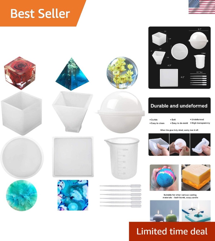 Silicone Resin Molds Set – 5Pcs for Creative Epoxy Artistry with Accessories