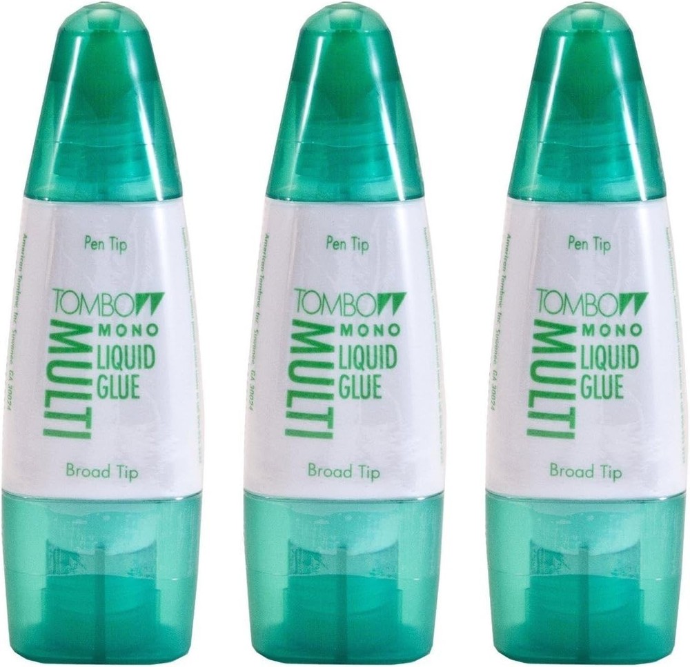 Tombow Mono Multi Liquid Glue 3 Pack Clear, Low Viscosity, Dries Clear