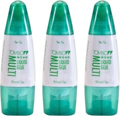 Tombow Mono Multi Liquid Glue 3 Pack Clear, Low Viscosity, Dries Clear