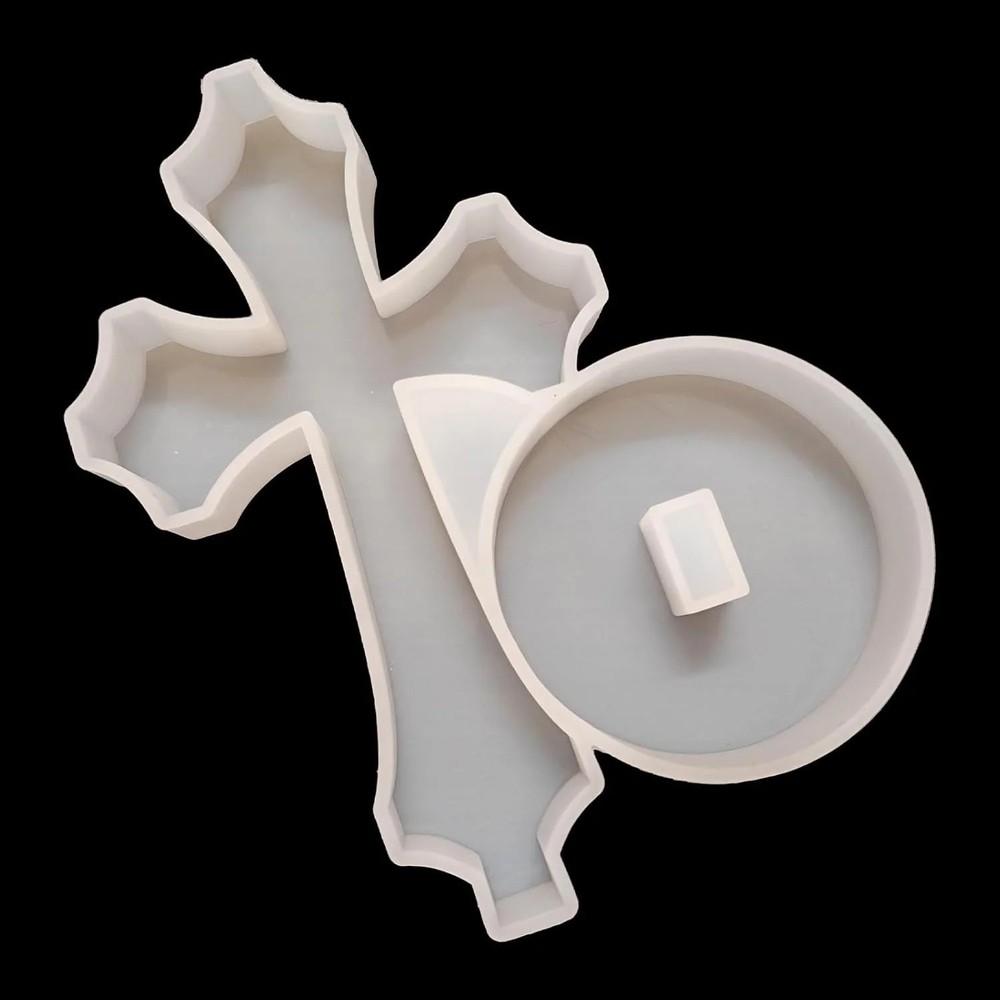 Standing Cross Box Resin Silicone Mold, Jar Storage Mould with Lid for Ornament
