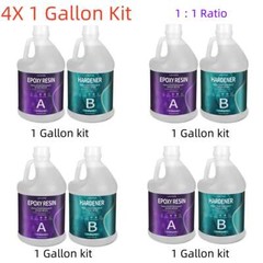 4X 1 Gallon Kit – Crystal Clear Tumbler Epoxy Resin – DIY Craft Painting Coating