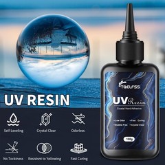 300g UV Resin,Crystal Clear,Hard UV Curing epoxy Resin, Upgraded Formula,odorles