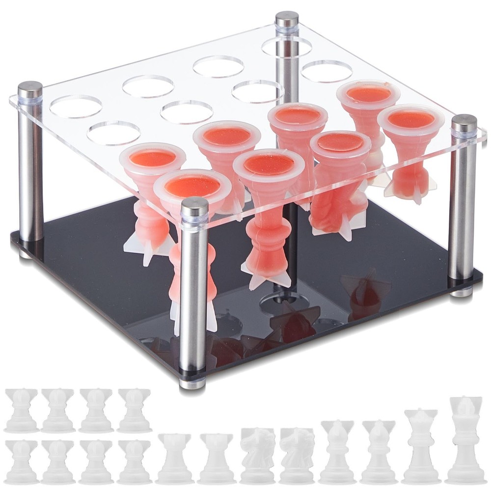 DIY Kit Include 1 Chess Piece Holder Metal and 16 Silicone Chess Molds for Ep…