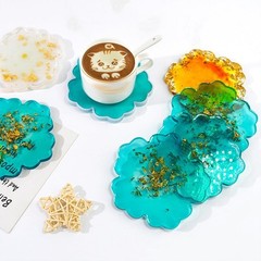 6 PCS Flower Silicone Resin Molds Large Resin Tray Mold Flower Shape Coaster …