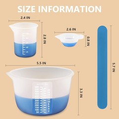 Silicone Measuring Cups for Resin – 600ml & 100ml with Stir Sticks – Epoxy Mixin