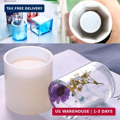 Markeny 3 Pack DIY Resin Pen Holder Plant Mold Hexagon Cube Cylinder Epoxy Resin