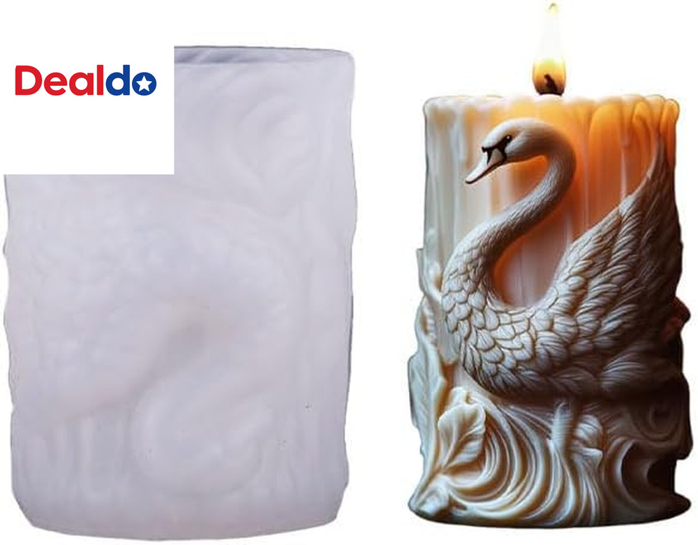 Swan Cylinder Candle Silicone Mold – Animal Pillar Column Resin Casting Mold for
