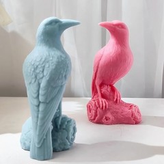 Crow Raven Cylinder Candle Resin Mold Silicone Casting Spiral Wave Decor DIY