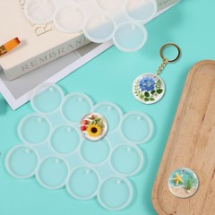 2 Pcs 12-Cavity Circle Silicone Molds for Resin 1.18” Resin Keychain Molds F