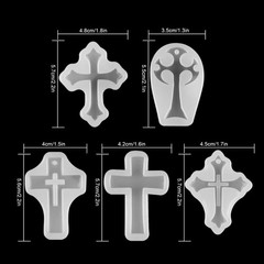 DIY 5IN1 Silicone Cross Resin Mold Jewelry Epoxy Making Casting Mould Craft Tool