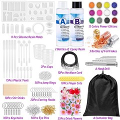 All-in-One Resin Art Kit with 10 Molds, Tools, and Dried Flower Embellishments