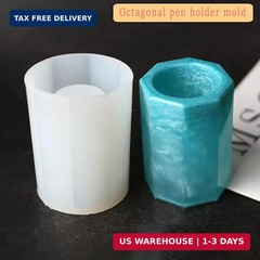 Markeny 3 Pack DIY Resin Pen Holder Plant Mold Hexagon Cube Cylinder Epoxy Resin