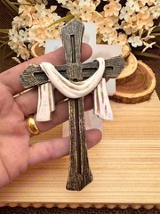 Scarf draped-Jesus Cloth on Cross silicone mold, handmade for crafts
