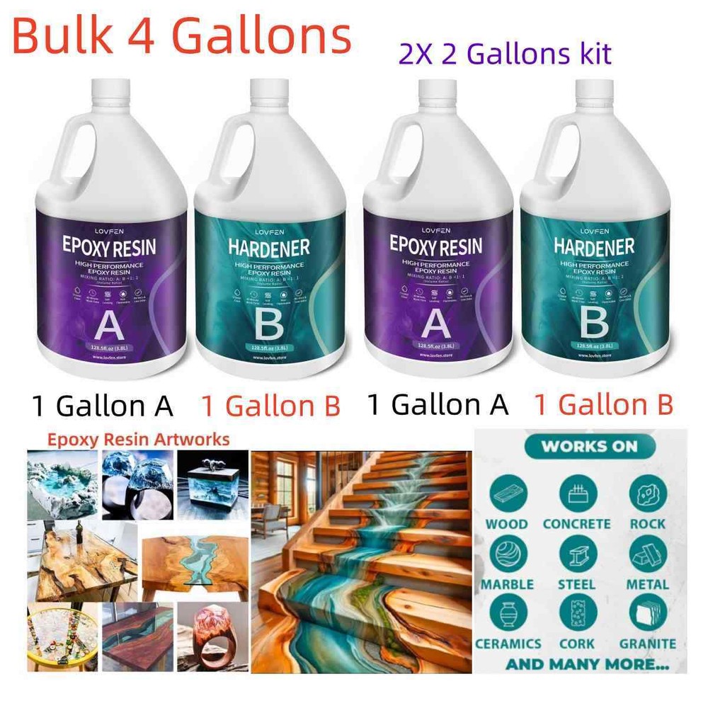 Bulk 4 Gallon – Crystal Clear Tumbler Epoxy Resin Kit – DIY Craft Arts Coating