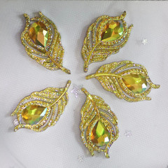 50 Pcs 38Mm Feather Resin Accessories Flatback Rhinestone,For Tumblers, Bottles,