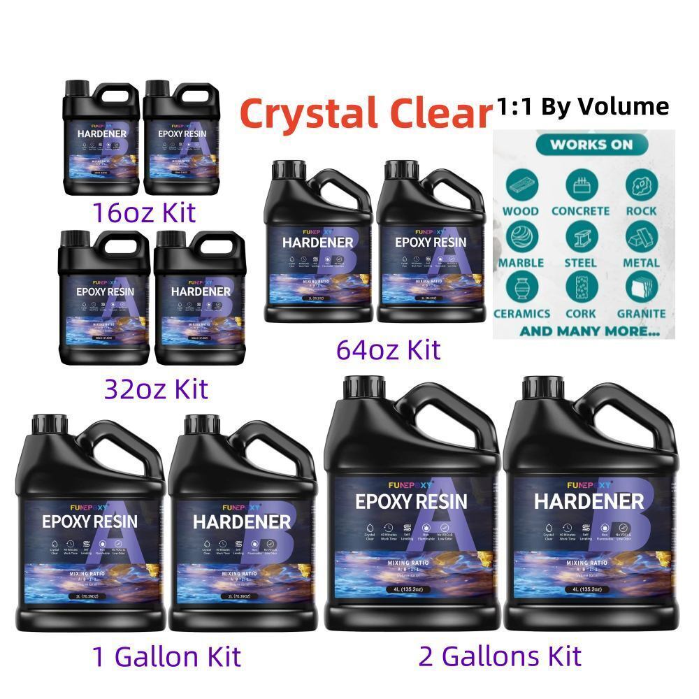 Crystal Clear Epoxy Resin Kit -16oz/32oz/64oz/2 Gallons – Fast Cure 1:1 US Stock