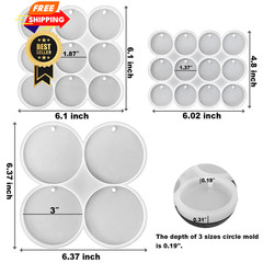 RESINWORLD 25-Cavity Set of Large + Medium + Small Shiny Flat Circle…