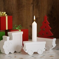 3PCS silicone epoxy resin mold 3D gypsum train candlestick soap gypsum DIY suit