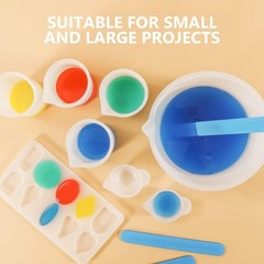 Silicone Measuring Cups for Resin – 600ml & 100ml with Stir Sticks – Epoxy Mixin
