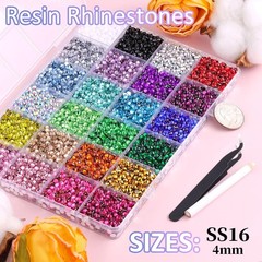 12600Pcs Multicolor 4mm Flatback Resin Rhinestones for Crafting with 1 B7000