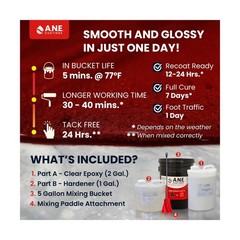 Self Leveling Epoxy Resin Kit – ANE Garage Floor Epoxy Kit Spreads Seamles