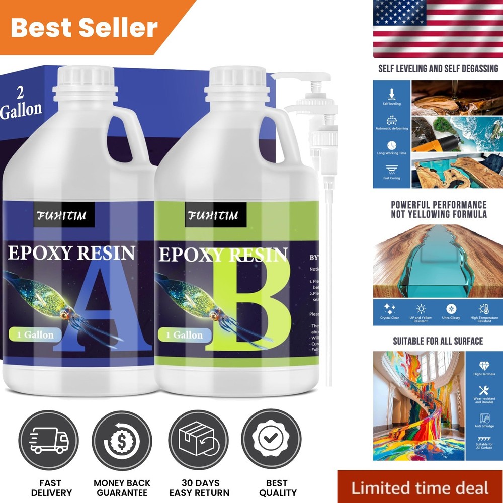 2 Gallon Crystal Clear Epoxy Resin Kit – Self-Leveling, High-Gloss Finish