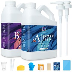 Epoxy Resin 1 Gallon Kit with Pump High Glossy Food 1 GALLON, Crystal Clear