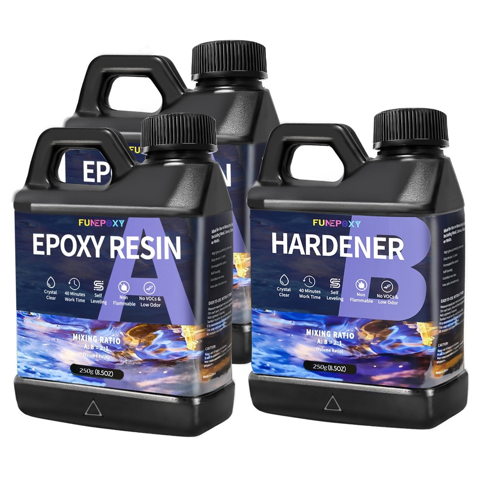 FUNEPOXY Epoxy resin set 2:1 Crystal-24OZ/50.7OZ/101.4OZ/1.57 Gallon/3.15 Gallon
