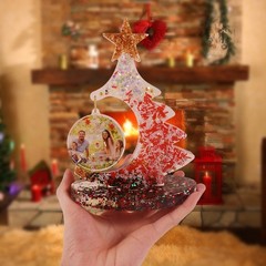 2 PCS Silicone Resin Mold 3D Christmas Tree + Chain + Base Decorations DIY Kit