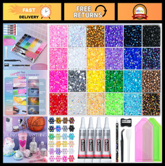 35,000 Pcs Multicolor 3mm Flatback Rhinestones Kit with Glue & Tools for DIY Cra