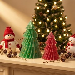 2PCS 3D Christmas Trees Silicone Epoxy Resin Candle Plaster Molds DIY Cast Kit
