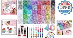 Versatile 40-Color Rhinestone Crafting Set – 40,000 3mm Gems & Glue Included