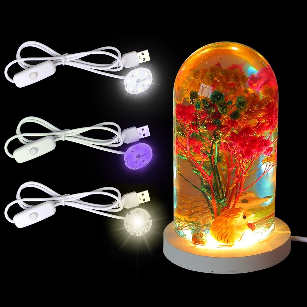 3Pcs Resin Silicone Mold Project Accessories USB Circular Light Strip round