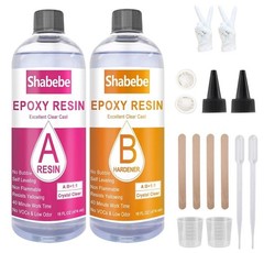 Epoxy Resin 32oz Crystal Clear Not Yellowing Self Leveling Casting Kit Shabebe