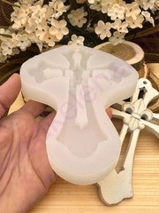 Cross with Fleur de Lis, handmade silicone mold for crafts