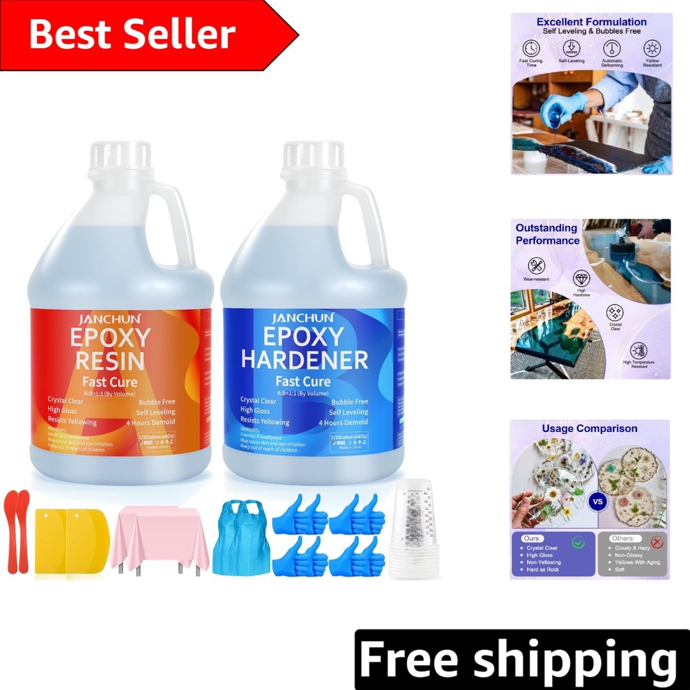 1 Gallon Anti-Yellowing Epoxy Resin Kit – Perfect for Jewelry, Tumbler Crafts