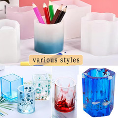 3 Pack DIY Resin Pen Holder Plant Mold Hexagon Cube Cylinder Epoxy Resin Silicon