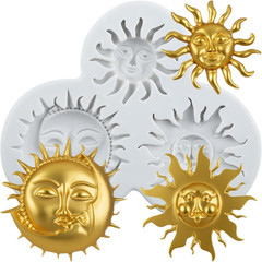 Sun and Moon Face Silicone Molds Sun Face Polymer Clay Mold for DIY Crafts Air D