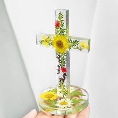 5” Standing Cross Silicone Mold with Base, Crucifix Mold for Epoxy Resin
