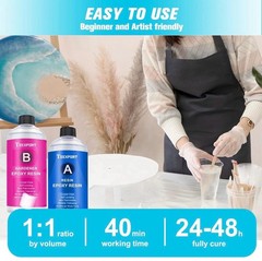 16oz Epoxy Resin Kit Crystal Clear Heat Resistant For Art DIY (8oz+8oz)