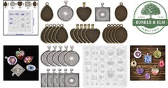 Jewelry Craft Kit with 30 Metal Pendants and Silicone Molds for DIY Projects